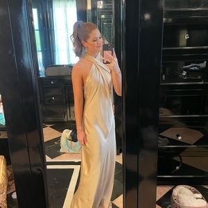 Show Me Your MuMu Jasmine Halter Macy Dress - Champagne luxe satin